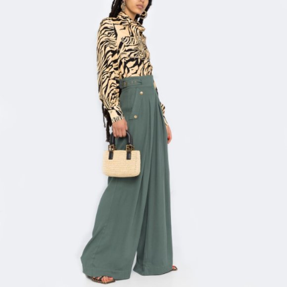 Ulla Johnson Felix Wide Leg Belted Trouser Pants - Picture 1 of 16